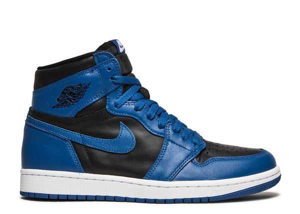 The upper is all-leather and features a black base with contrasting dark blue 
