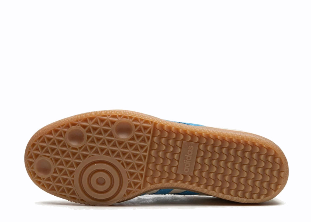 Sole of Adidas Samba OG Sporty & Rich Cream Blue shoe on a white background