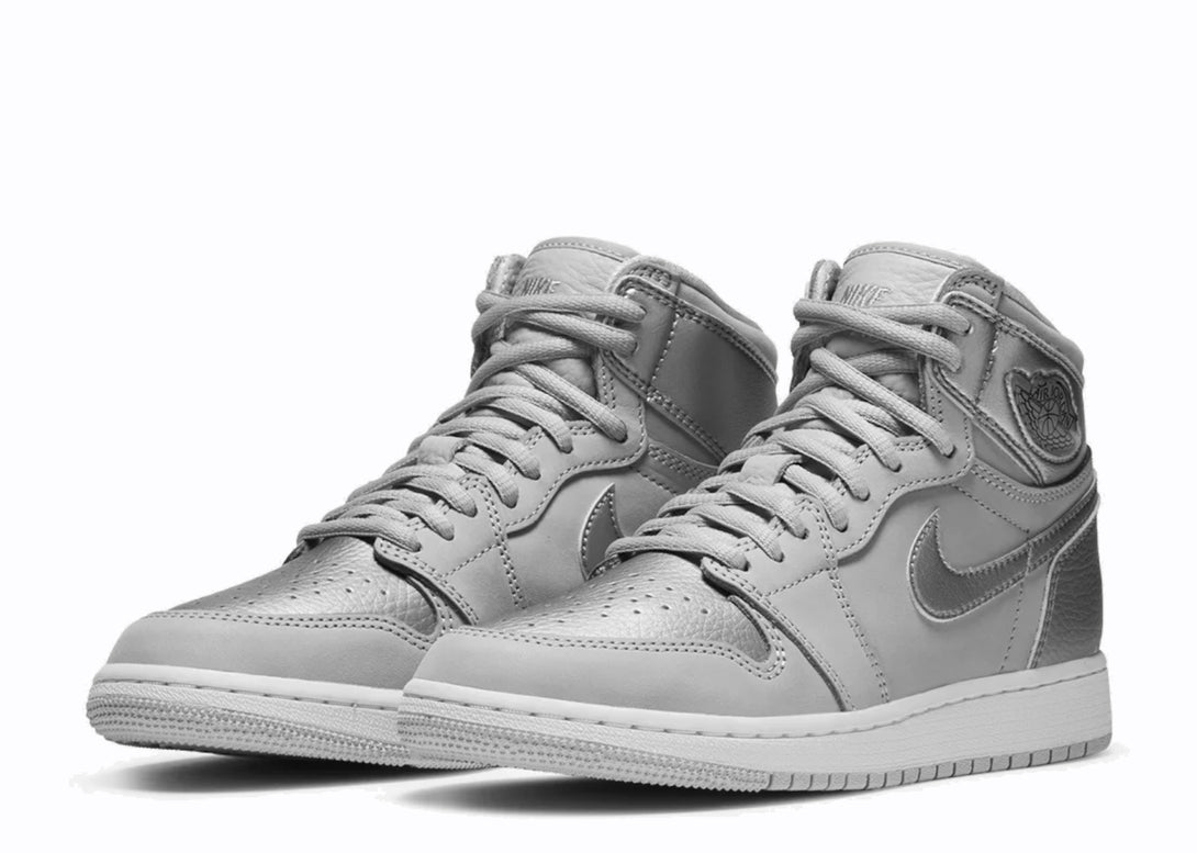 Full Pair of Nike Jordan 1 High COJP Neutral Grey Silver