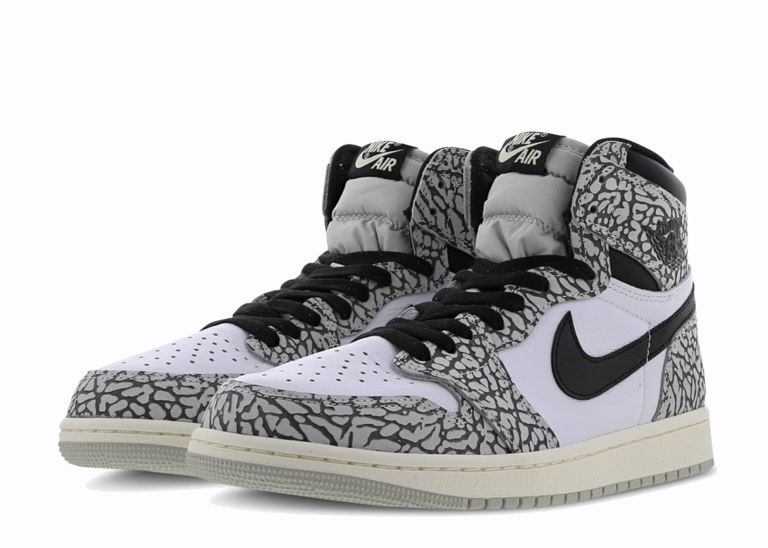 Full Pair of Nike Jordan 1 High White Cement Grey Black