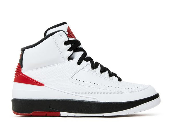 Side View of Nike Jordan 2 Chicago Black White Red