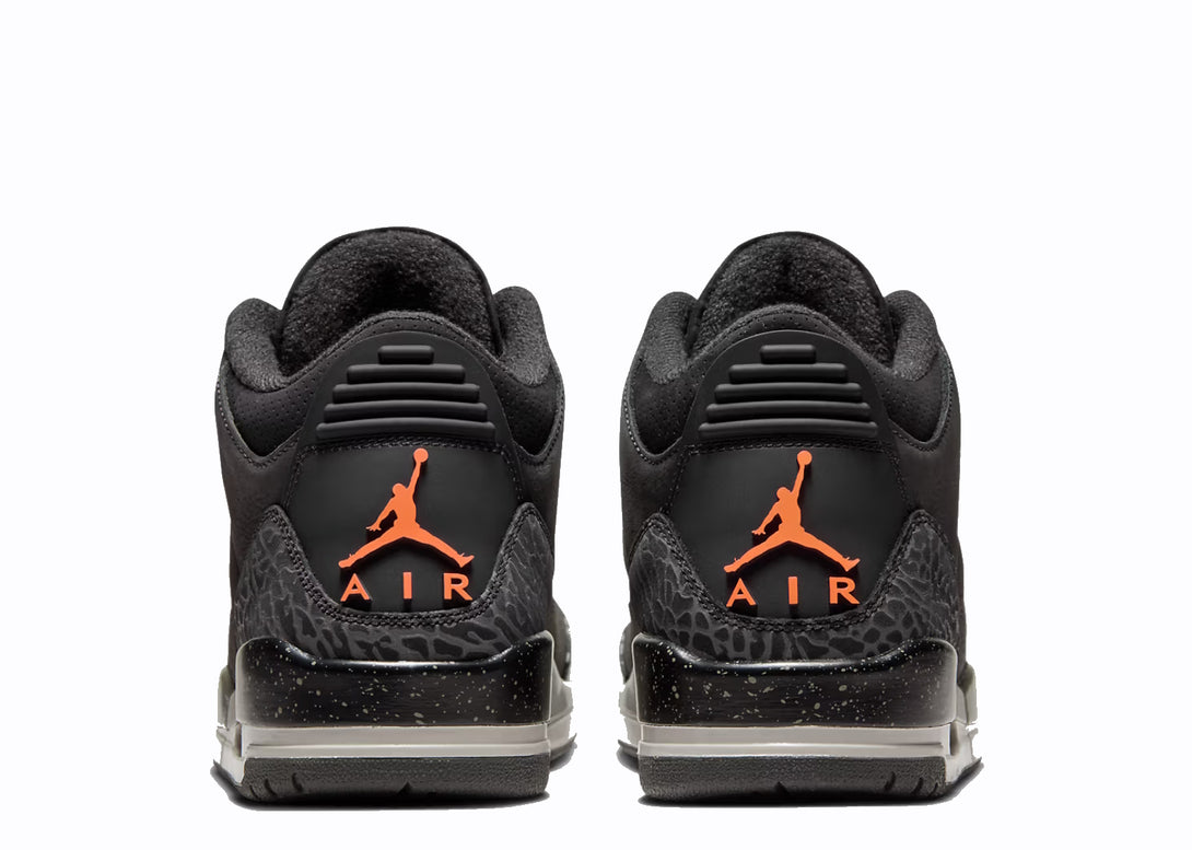 Heel View of Nike Jordan 3 Fear Pack Grey Black Cement Orange