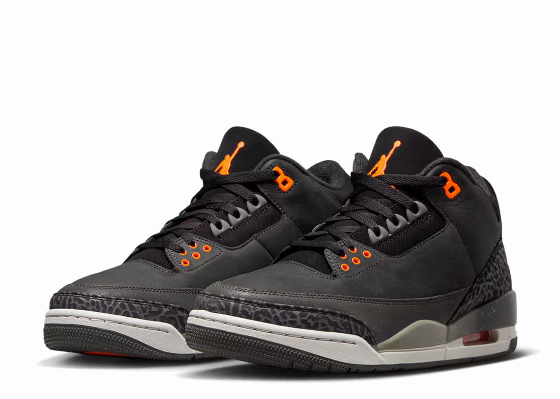 Full Pair of Nike Jordan 3 Fear Pack Grey Black Cement Orange
