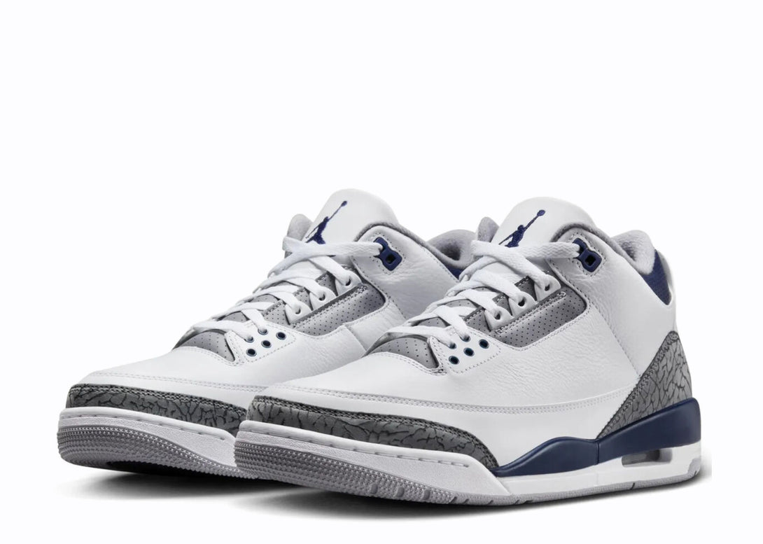 Full Pair of Nike Jordan 3 Midnight Navy White Grey