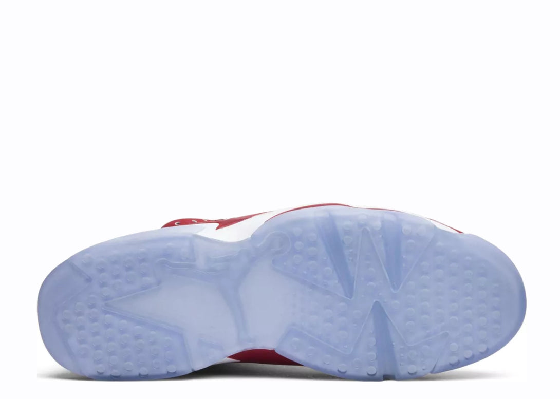 Closeup View of the Sole of Jordan 6 Slam Dunk Red White Clear Sole