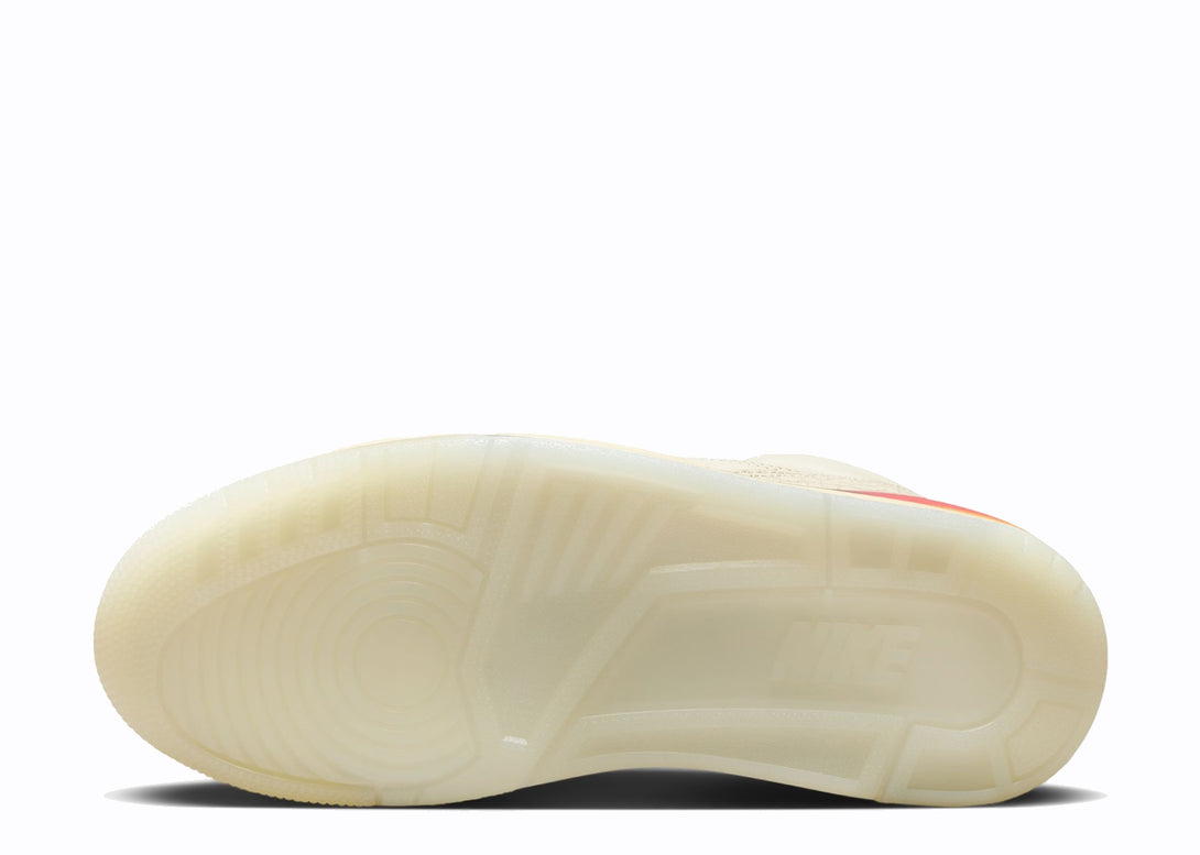 Closeup View of the Sole of Nike Jordan 3 J Balvin Cream Yellow Sunset