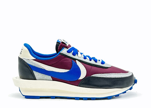 Side view of the Nike LD Waffle sacai Undercover Night Maroon Team Royal in low-top style