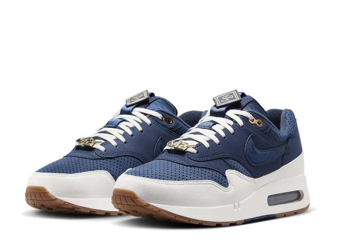 Full Pair of Nike Air Max 1 Jackie Robinson Navy Gold White