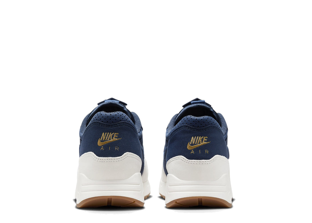 Heel View of Nike Air Max 1 Jackie Robinson Navy Gold White