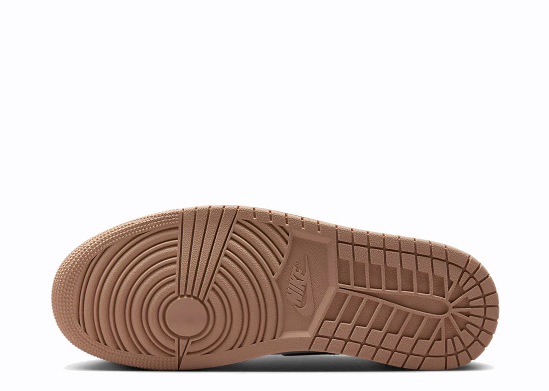 Closeup View of the Sole of Nike Jordan 1 High Latte Cream White Black