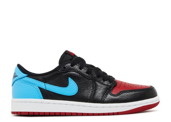 Side View of Wmns Nike Jordan 1 Low NC to Chi Black Blue Red